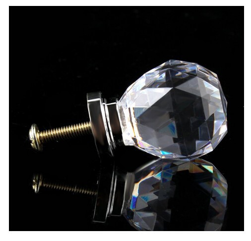 2014 Brand New 6PCS/LOT 20mm Clear Glass Crystal Ball Cabinet Pull Drawer Handles For Furniture Glass Handles For Kitchen Door
