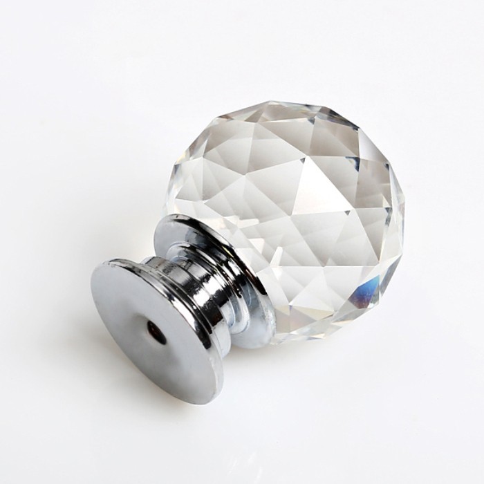 30mm 10PCS/LOT Sparkle Clear Glass Crystal Cabinet Pull Drawer Handle Kitchen Door Wardrobe Cupboard Knob Free Shipping