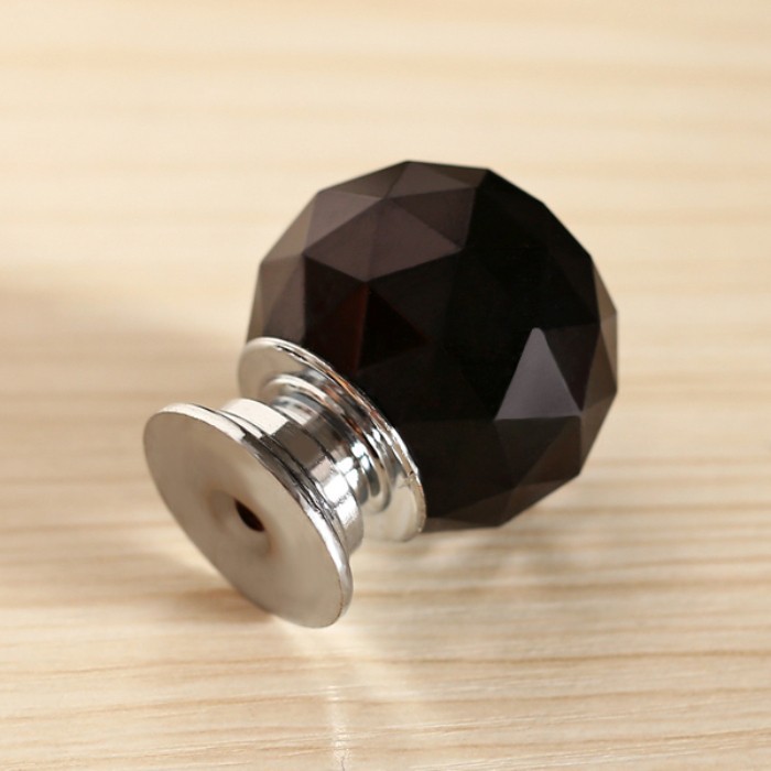 40mm 10PCS/Lot Sparkle Black Glass Crystal Cabinet Pull Drawer Handle Kitchen Door Wardrobe Cupboard Knob Free Shipping