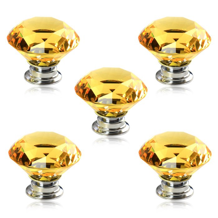 Diamond Shaped Yellow Glass Crystal Cabinet Pull Drawer ...