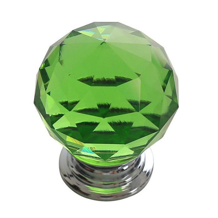 Free Shipping 10PCS Diameter 30mm Sparkle Green Glass Crystal Cabinet Pull Drawer Handle Kitchen Door Wardrobe Cupboard Knob
