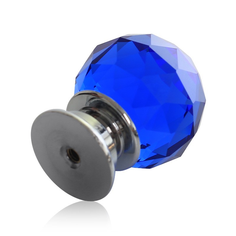 Free Shipping Sparkle Blue Glass Crystal Cabinet Pull Drawer Handle Kitchen Door Knob Home Furniture Knob 10PCS Diameter 40mm