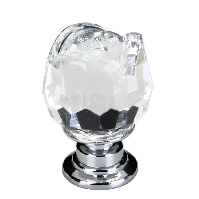 HOT New 2014 Luxury 20mm Clear Acrylic Romantic Rose Shaped Door Pulls Drawer Cabinet Wardrobe Knobs Cupboard Handles 5pcs/lot