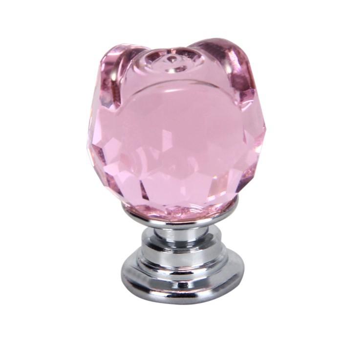 Luxury 20mm Pink Acrylic Romantic Rose Shaped Door Pulls Drawer Cabinet Wardrobe Knobs Cupboard Handles 10pcs/lot
