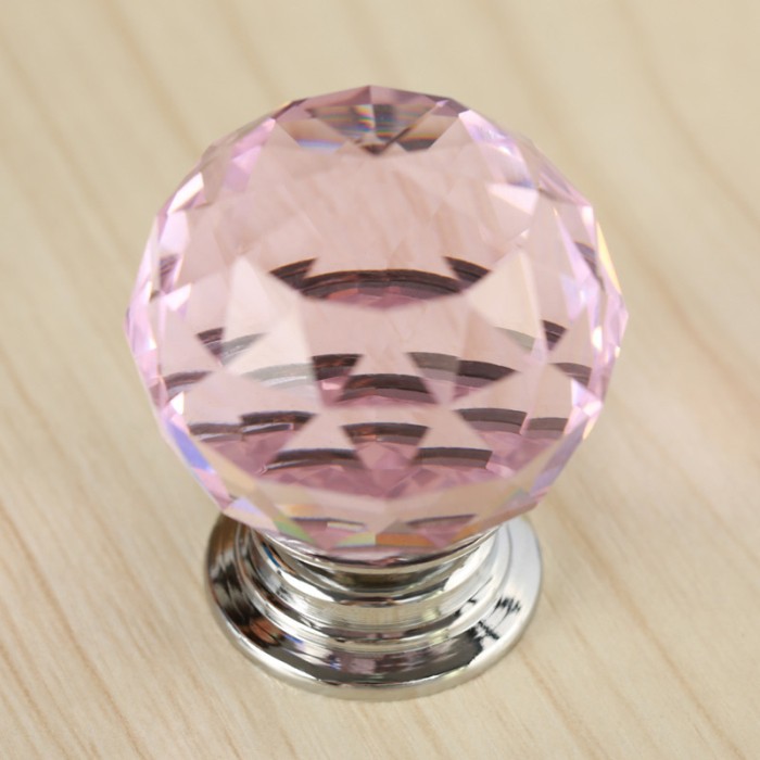 New 40mm Pink Zinc Crystal Kitchen Drawer Door Cabinet Knobs Handles Dresser Pulls Furniture Hardware Home Decor 5 PCS/Lot