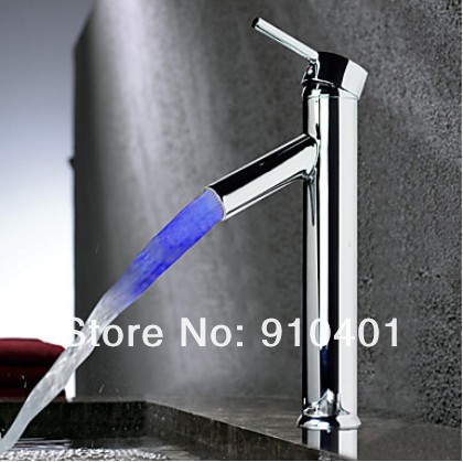 Brand NEW!3 Color Changing LED Bathroom Basin Faucet Single Handle Temperature Sensitive Sink Mixer Tap Chrome Finish