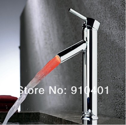 Brand NEW!3 Color Changing LED Bathroom Basin Faucet Single Handle Temperature Sensitive Sink Mixer Tap Chrome Finish
