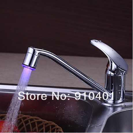 Brand NEW Water Faucet  Color Changing Kitchen Mixer Tap Temperature Sensor LED Light Swivel Spout Chrome
