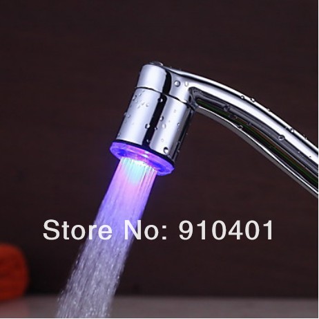 Brand NEW Water Faucet  Color Changing Kitchen Mixer Tap Temperature Sensor LED Light Swivel Spout Chrome
