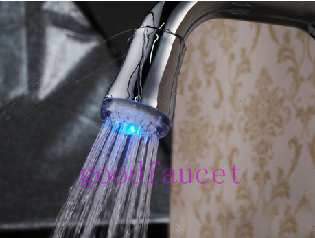 LED Light Polish Chrome Bathroom Faucet Solid Brass Basin Sink Mixer Tap Single Handle Hole Swivel Spout