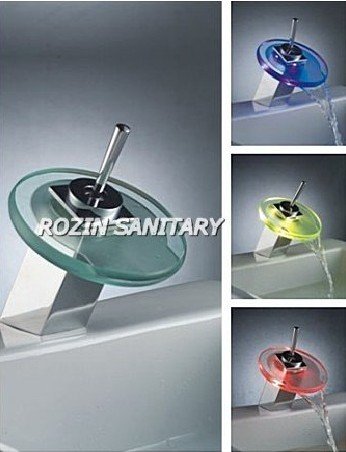 LED temprature controlled glass light faucet, high quality, retail packing professional ROS3434