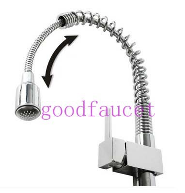 NEW Pull Out Sprayer LED Kitchen Faucet 3 Color Changing Vessel Sink Mixer Tap Chrome Single Handle Spring Faucet