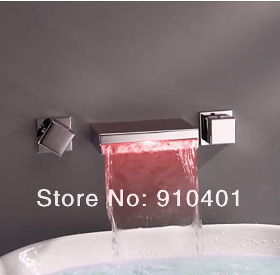Wholesale And Promotion New LED Color Changing Chrome Finish Bathroom Basin Faucet Dual Handle Mixer Tap