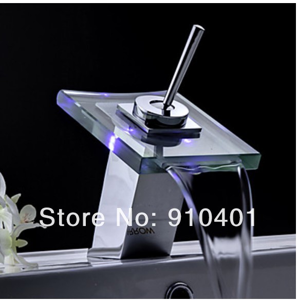 Wholesale And Retail Promotion LED Color Changing Waterfall Bathroom Basin Faucet Swivel Handle Sink Mixer Tap