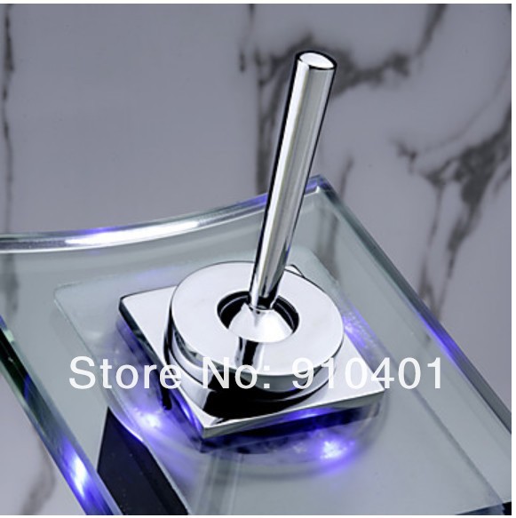 Wholesale And Retail Promotion LED Color Changing Waterfall Bathroom Basin Faucet Swivel Handle Sink Mixer Tap