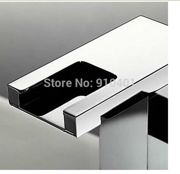 Wholesale And Retail Promotion Modern Square Waterfall Bathroom Basin Faucet LED Colors Vanity Sink Mixer Tap