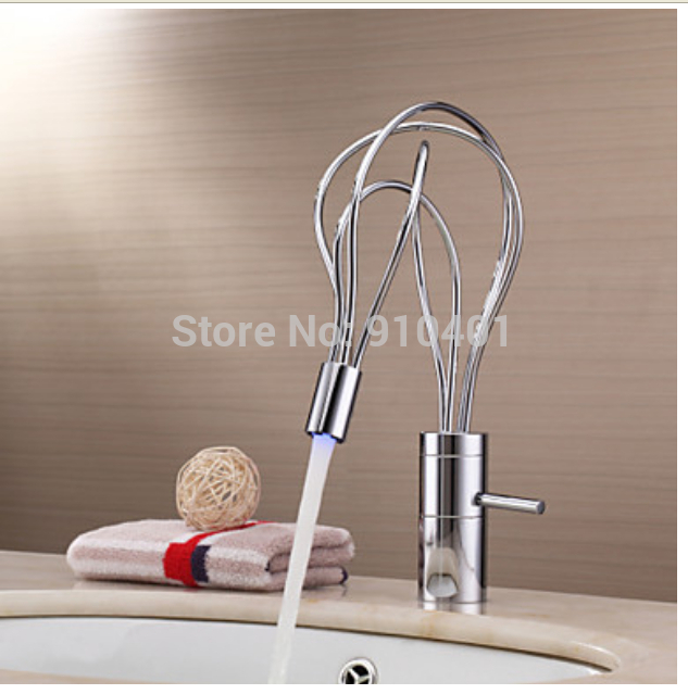 Wholesale And Retail Promotion NEW LED Color Changing Luxury Bathroom Basin Faucet Single Handle Sink Mixer Tap
