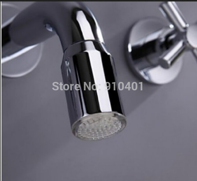 Wholesale And Retail Promotion NEW Wall Mounted LED Color Changing Chrome Brass Bathroom Basin Sink Mixer Tap