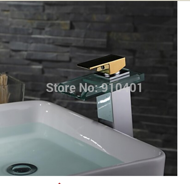 Wholesale And Retail Promotion NEW Waterfall LED Color Changing Bathroom Basin Faucet Single Handle Mixer Tap