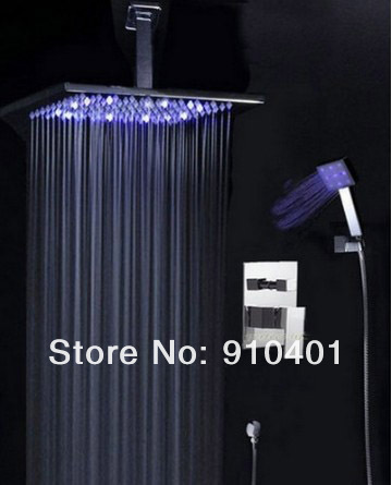 Brand NEW Luxury Color Changing Rain Ceiling Bathroom Shower Set Faucet 8