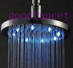Promotion wall mounted led rain shower mixer tap with 8" round shower faucet set single handle shower mixer tap