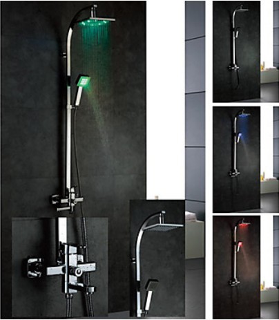 Rainfall LED Shower Set Faucet Mixer Tap  with  8
