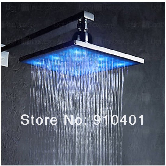 Wholesale And Retail Promotion Chrome LED Color Thermostatic 8" Rain Shower Faucet W/ Body Jets Sprayer Mixer