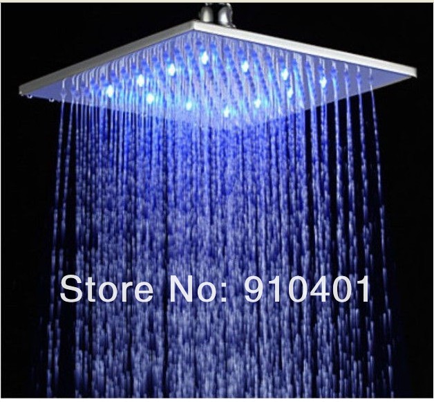 Wholesale And Retail Promotion LED Color Changing 10" Solid Brass Square Rain Shower Faucet Shower Mixer Tap