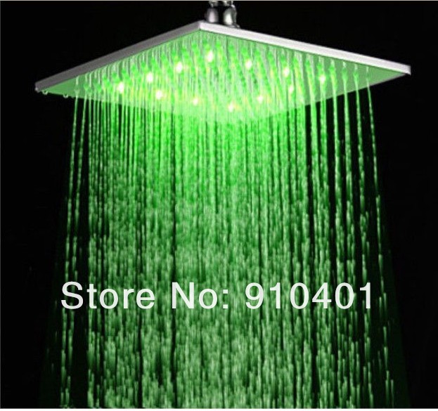 Wholesale And Retail Promotion LED Color Changing Celling Mounted 8" Square Rain Shower Faucet Set 2 PCS Shower