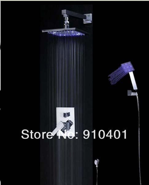 Wholesale And Retail Promotion LED Color Changing Wall Mounted 8" Rain Shower Faucet Set With Hand Shower Tap