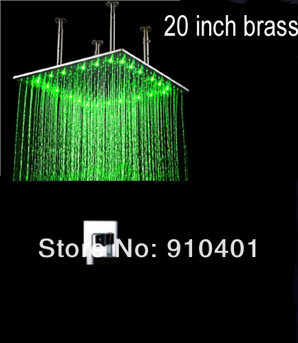 Wholesale And Retail Promotion Luxury Celling Mounted LED Color Changing Bathroom 20" Rain Shower Faucet Set