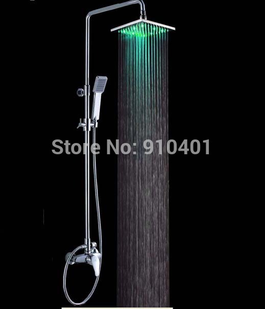 Wholesale And Retail Promotion Luxury LED 8" Rain Shower Head Single Handle Valve Mixer With Hand Shower Chrome