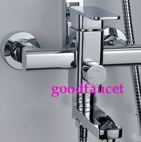 Wholesale /Retail  3 Ways LED Chrome 8" Square Rainfall Shower Column Faucet Set W/Tub Faucet Mixer Tap Shower