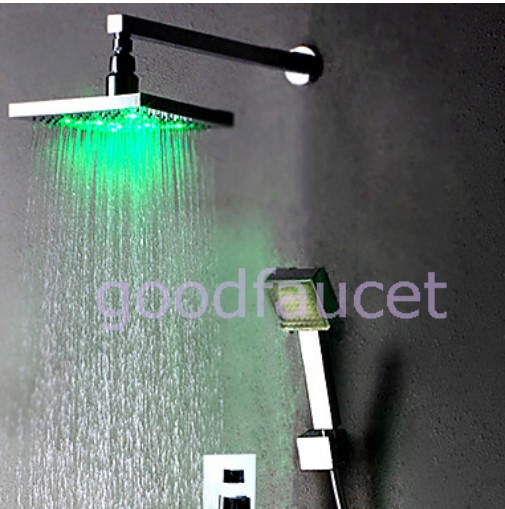 wholesale and retail promotion NEW Color Changing Rain Shower Faucet Set 12