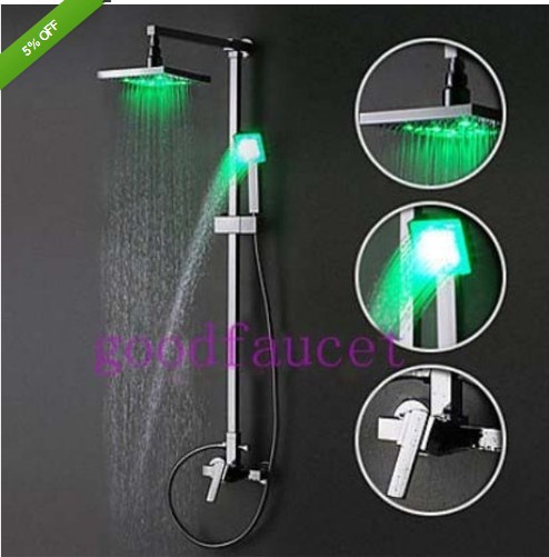 wholesale and retail promotion NEW Led Bathroom Rain Shower Faucet Set 12