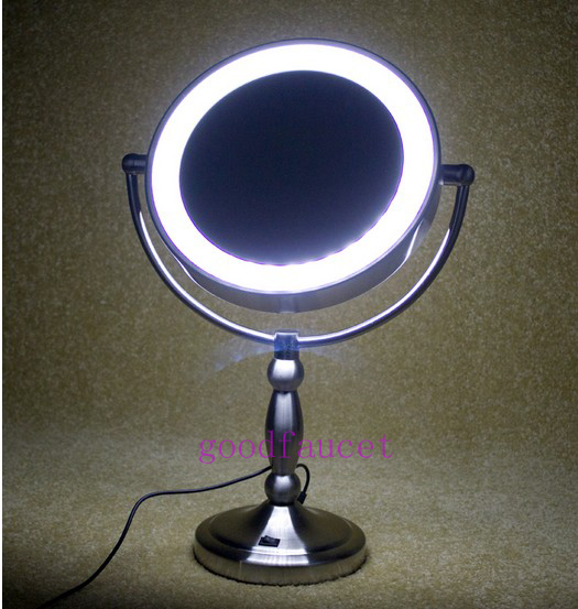  Fashion elegant desktop 8 inches mirror makeup mirror double sides magnifying mirror with LED light