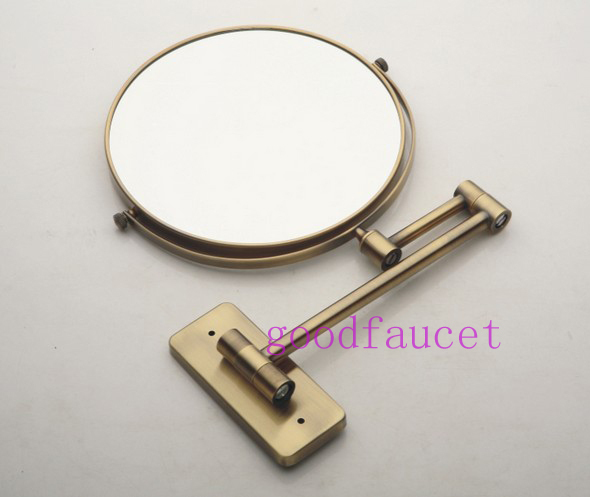 Double Side 3x to 1x antique bronze mirror makeup magnifying mirror brass round 8 inch wall mount mirror