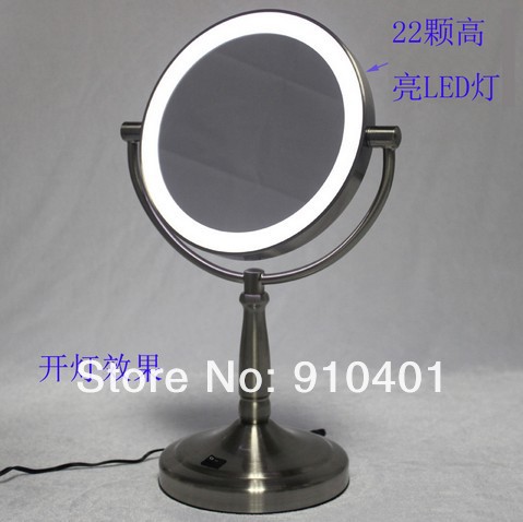 Hot-selling led light makeup mirrors desktop 7" double sided magnifying mirrors with transformer battery