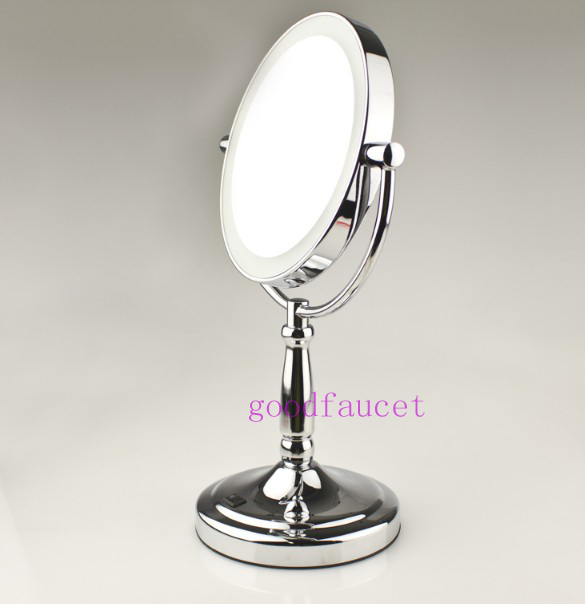 Hot-selling led light makeup mirrors desktop 7" double sided magnifying mirrors with transformer battery