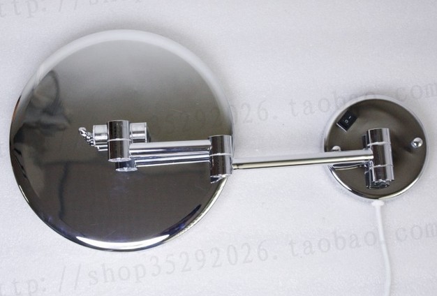 Wholesale And Retail Chrome Brass LED Light Wall Mounted Bathroom Makeup Mirror Beauty Round Magnifying Mirror