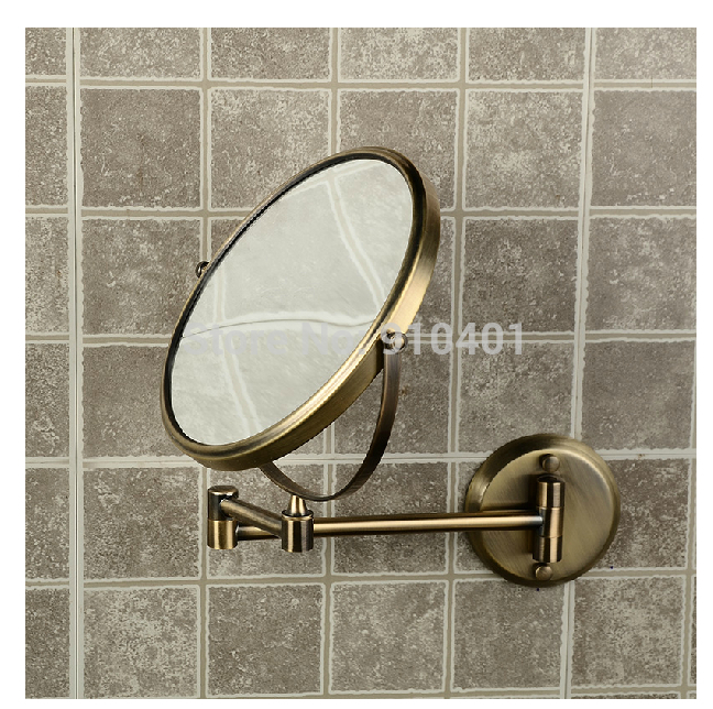 Wholesale And Retail Promotion Antique Brass Wall Mounted 8" Round Make Up Mirror Magnifying Cosmetic Mirror