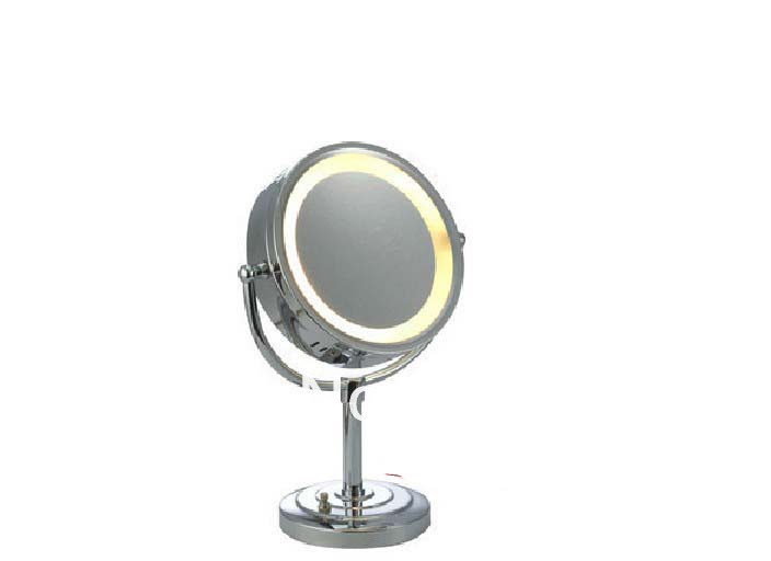 Wholesale And Retail Promotion Deck Mounted LED Magnifying Mirror Make Up Beauty Bathroom Vanity Mirror Chrome