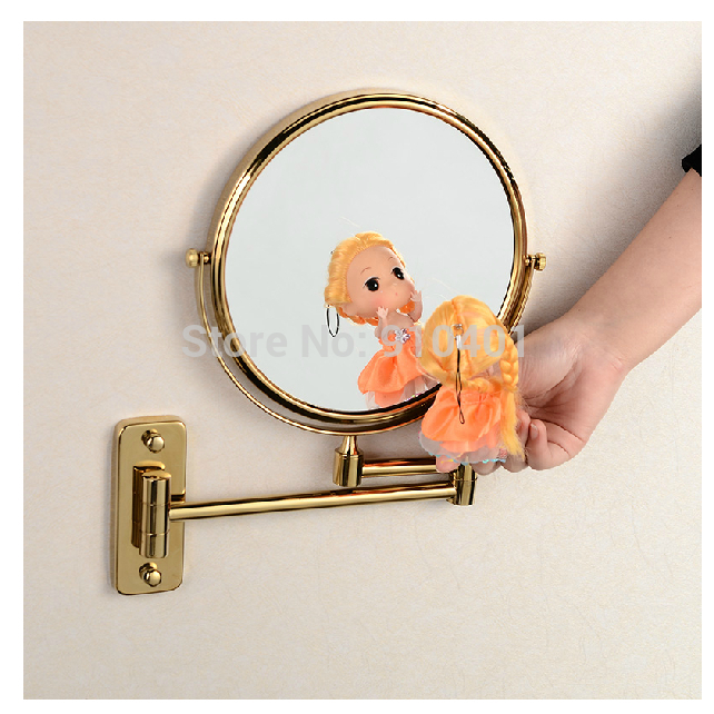 Wholesale And Retail Promotion Modern Golden Brass Foldable 8" Round Make Up Mirror Magnifying Cosmetic Mirror