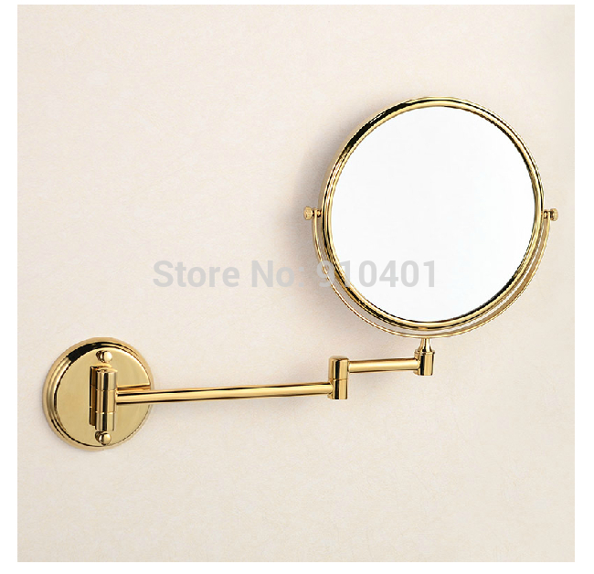 Wholesale And Retail Promotion NEW Golden Brass Wall Mounted 8" Round Make Up Mirror Magnifying Cosmetic Mirror