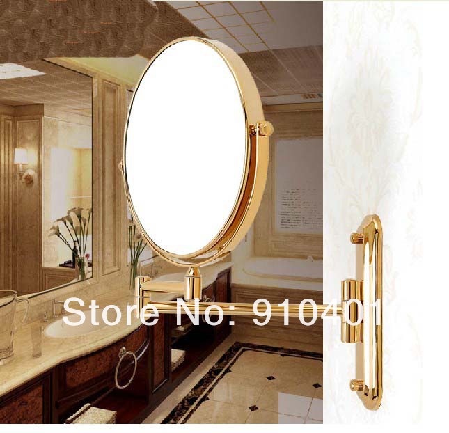 Wholesale And Retail Promotion NEW Luxury Wall Mounted Bathroom Golden Mirror Make Up Beauty Magnifying Mirror