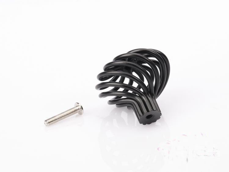 -45mm European Black iron birdcage cabinet door knob / black metal handle  furniture drawer handle