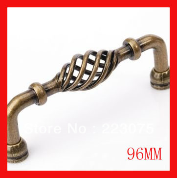 -96MM antique bronze kitchen cabinet door handle / Iron birdcage handle C:96mm L:105mm