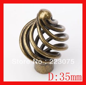 -D:35mm Single hole Antique Bronze birdcage knob /cabinet furniture KNOB, drawer handle/ door knob