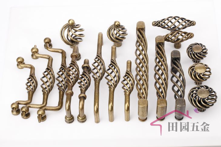 128MM European furniture kitchen cabinet handle / Iron birdcage hangle/Door pull handle  Country style C:128mm L:135mm MUA-128AB