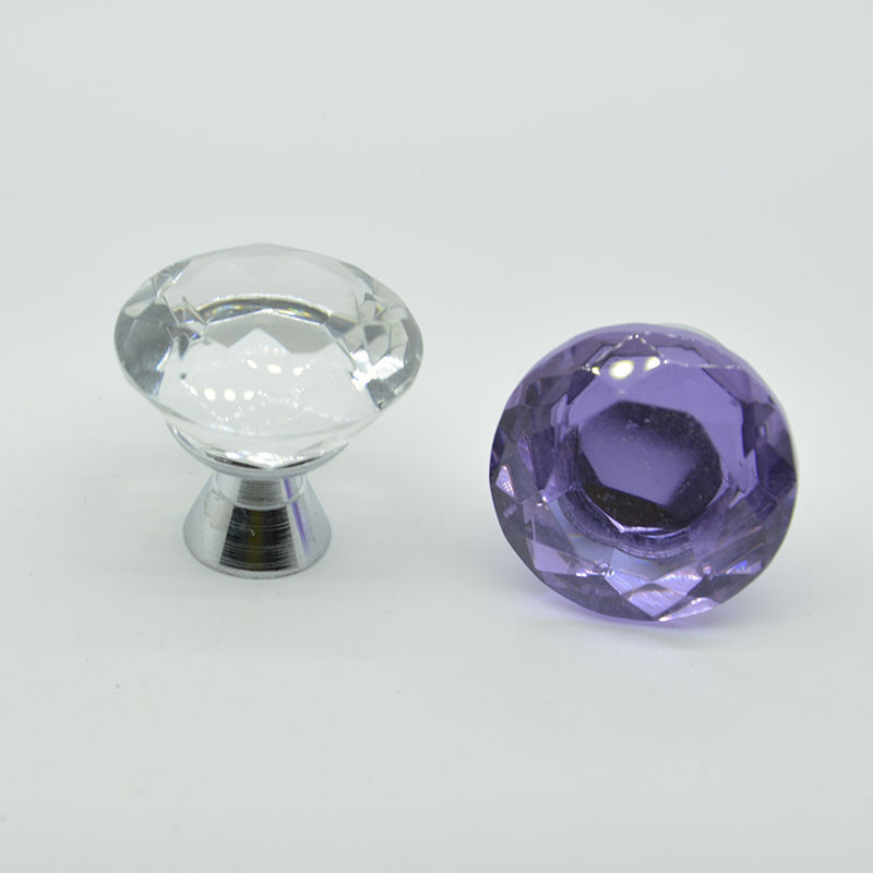 white diamond shaped clear glass crystal cabinet knob 28g high brow design 10pcs diameter 30mm